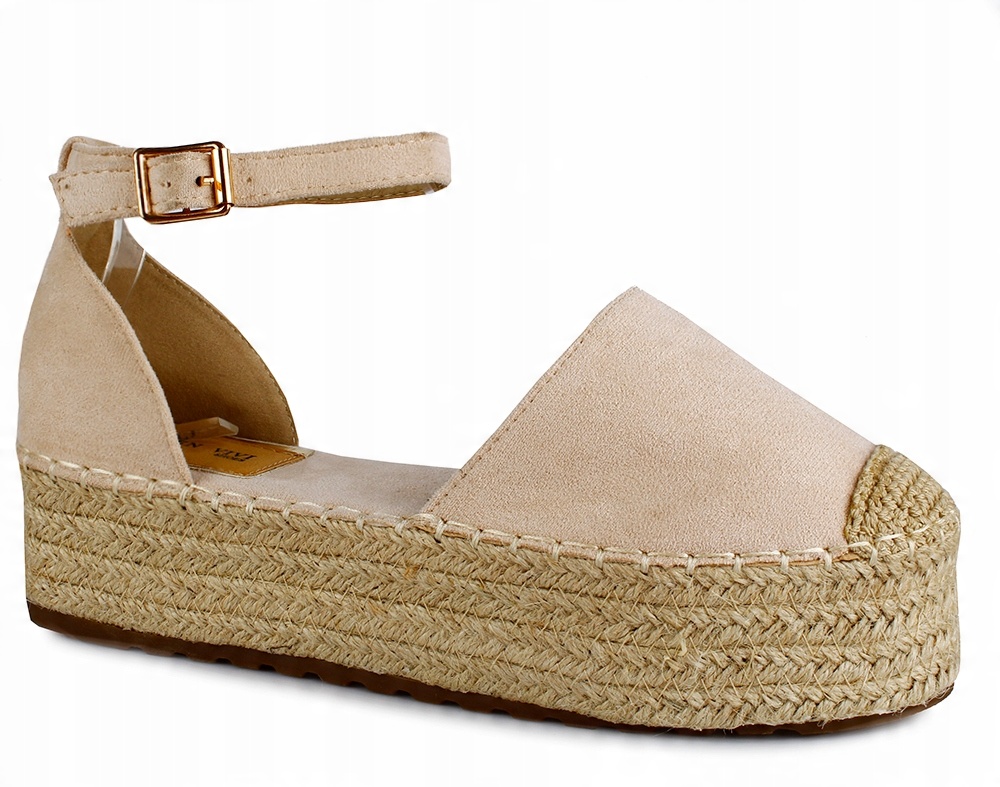 

Espadryle beżowe zamszowe Nude welur beż pasek 38
