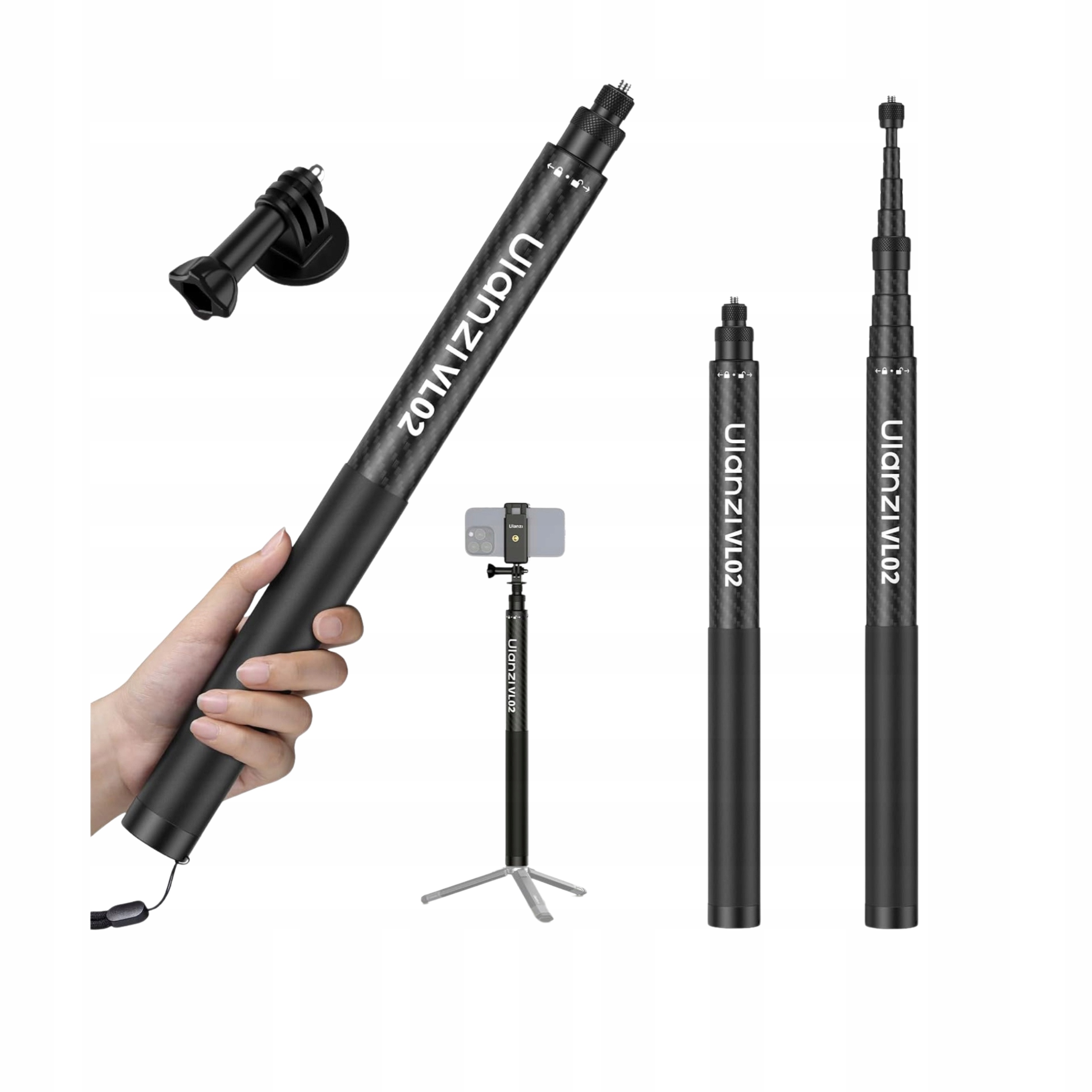 Teleskopická selfie tyč s funkcí stativu pro telefon a malý fotoaparát