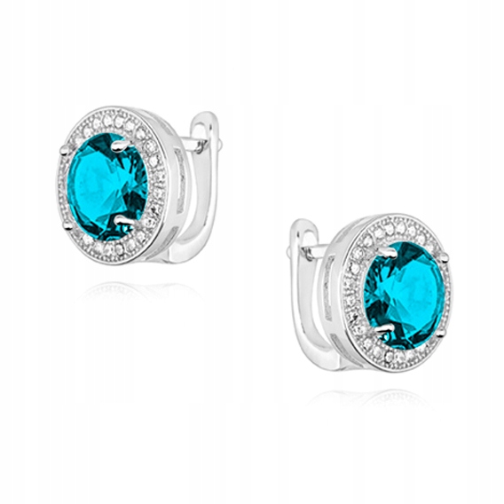 Stříbrné náušnice akvamarínové, anglické zapínání, stříbro o ryzosti 925