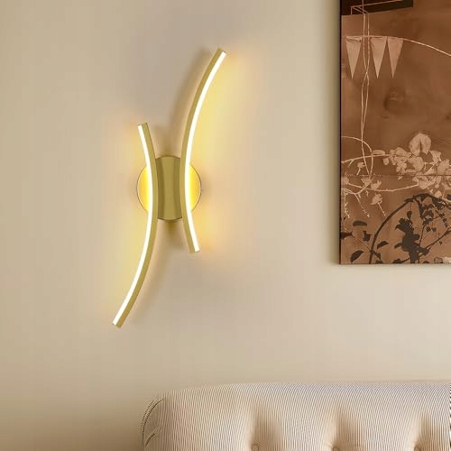 Złoty Kinkiet Led Liniowy Ścienny Nowoczesny Do Salonu Korytarza 3000K