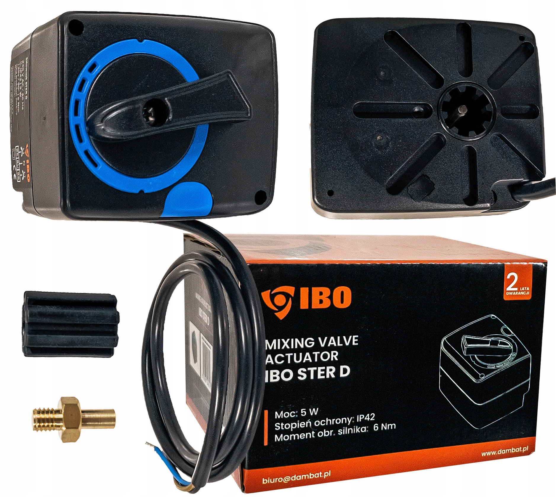 Siłownik Zaworu Mieszającego 3 Punktowy Ibo 120s 6Nm 230V Sterownik Adapter