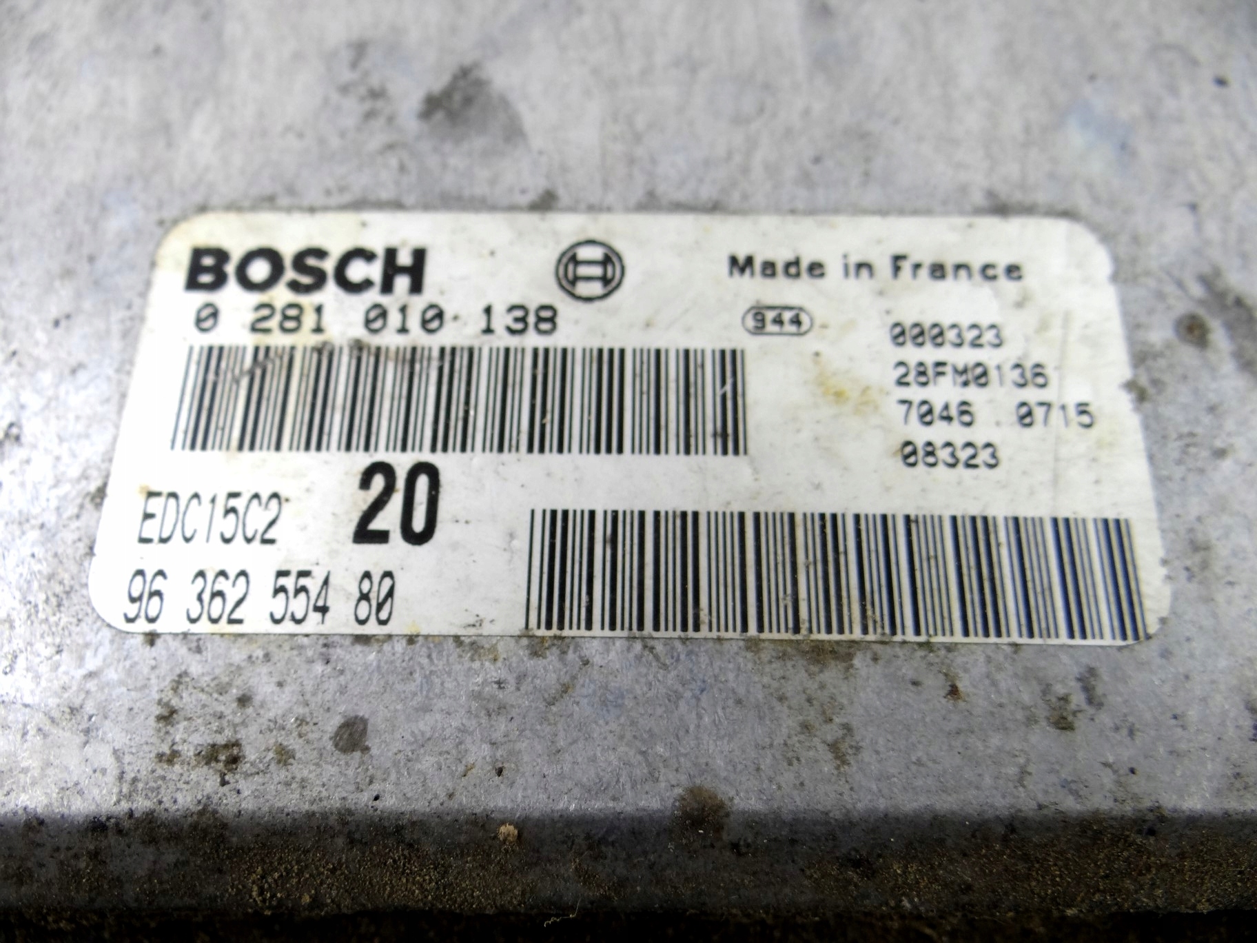 control unit of the engine PEUGEOT PARTNER 0 281 010 138
