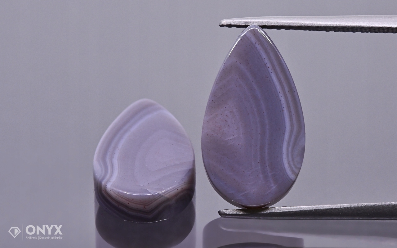Achát Botswana mělký Pár slza 17,5x10 mm