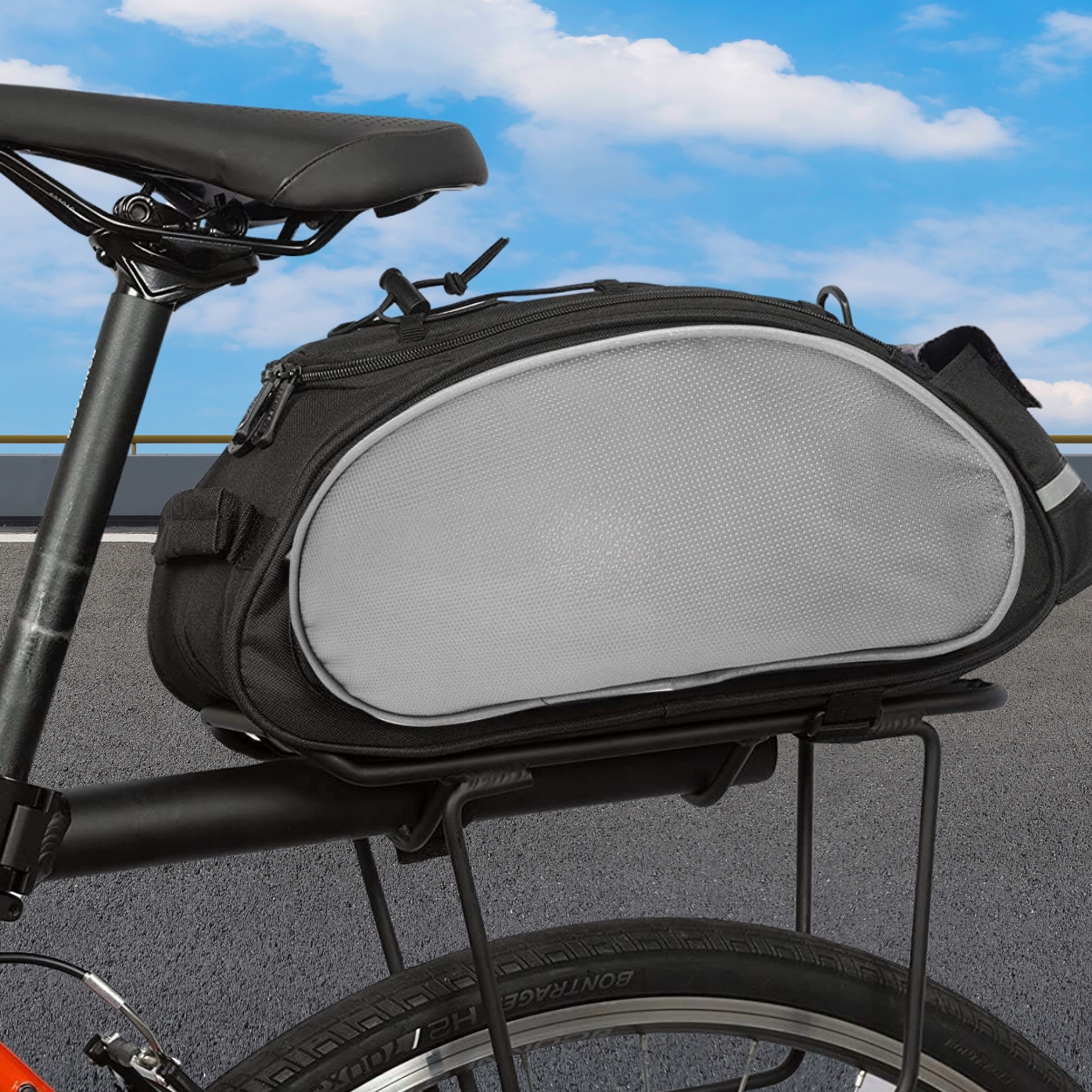 SAKWA ROWEROWA TORBA TURYSTYCZNA DUŻA NA BAGAŻNIK KUFER NA RAMIĘ DO ROWERU Zapięcie rzep