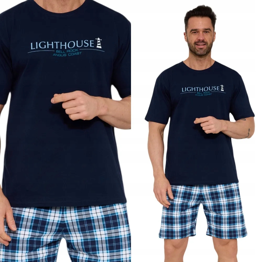Pánské Pyžamo Cornette 326 Light house 4XL 56 Tmavě modrá