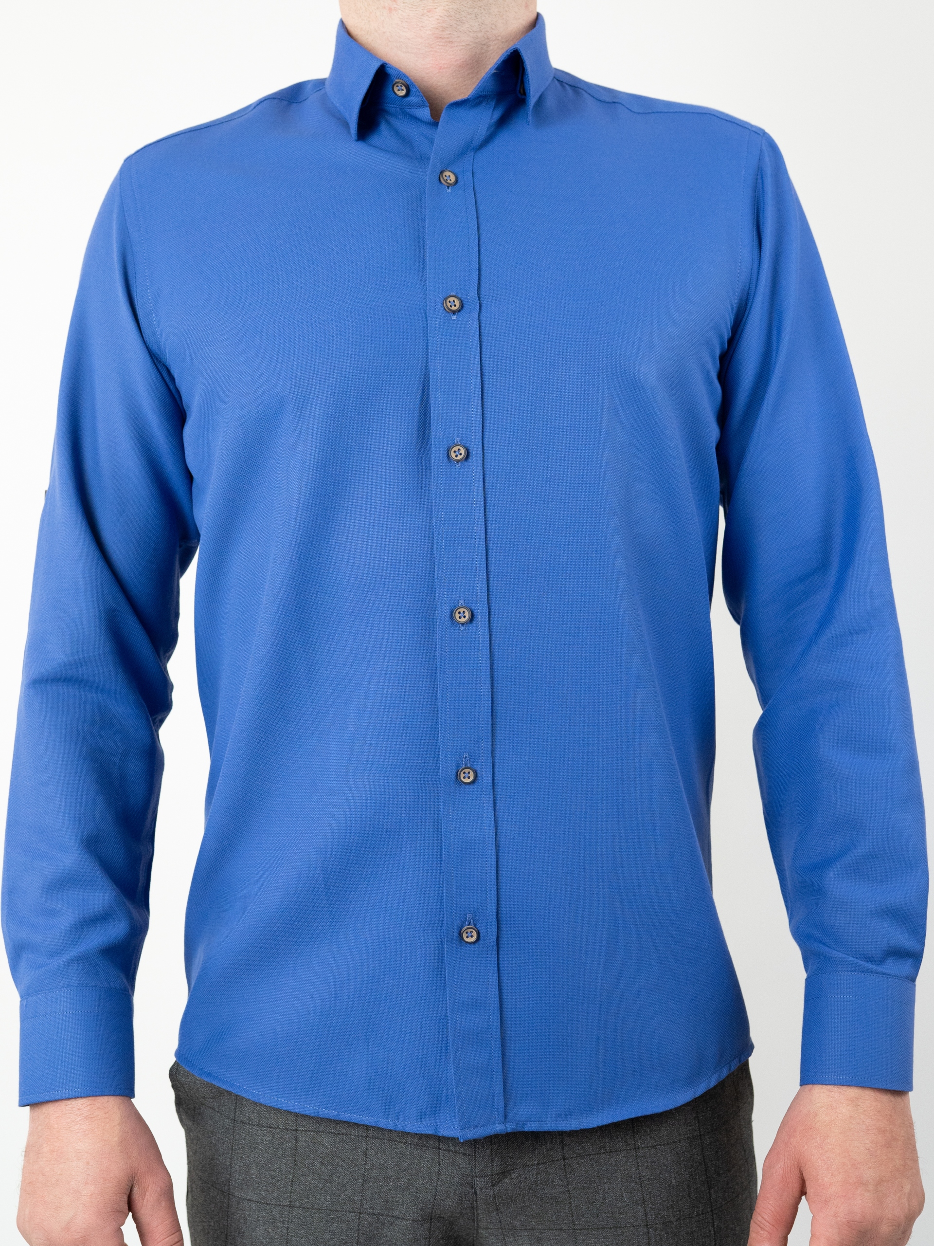 Koszula męska elegancka CASUAL SLIM CHABROWA XL Kolor niebieski