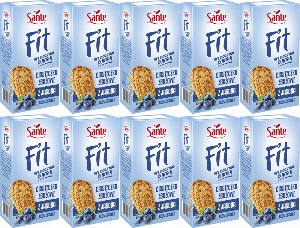 Ciasteczka Sante Fit z jagodą bez cukru 300g x10