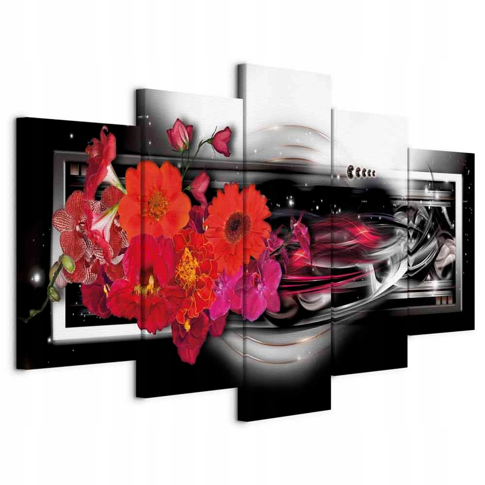 Obraz Triptych 5 Dílů 3D Květiny Abstrakce Moderní Do Obývacího Pokoje XL 200x100