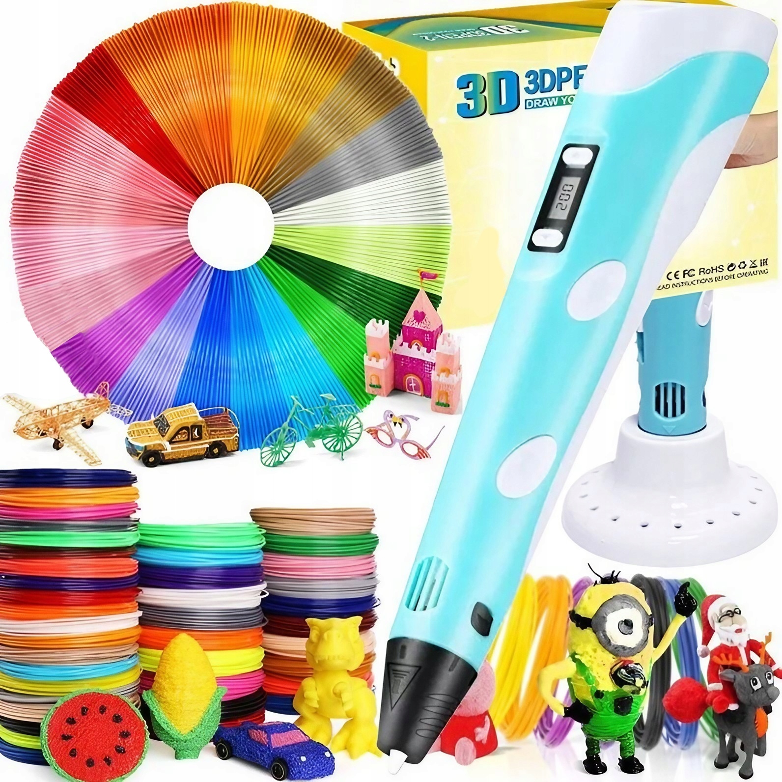 Długopis 3D Dla Dzieci Zestaw Drukarka Magiczny Długopis Wkłady 150 Metrów