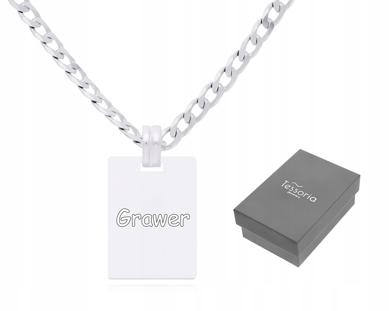 Stříbrný Řetízek pánský řetízek s plechem Vojenská Známka Gravírování 925 jako Dárek 55 cm