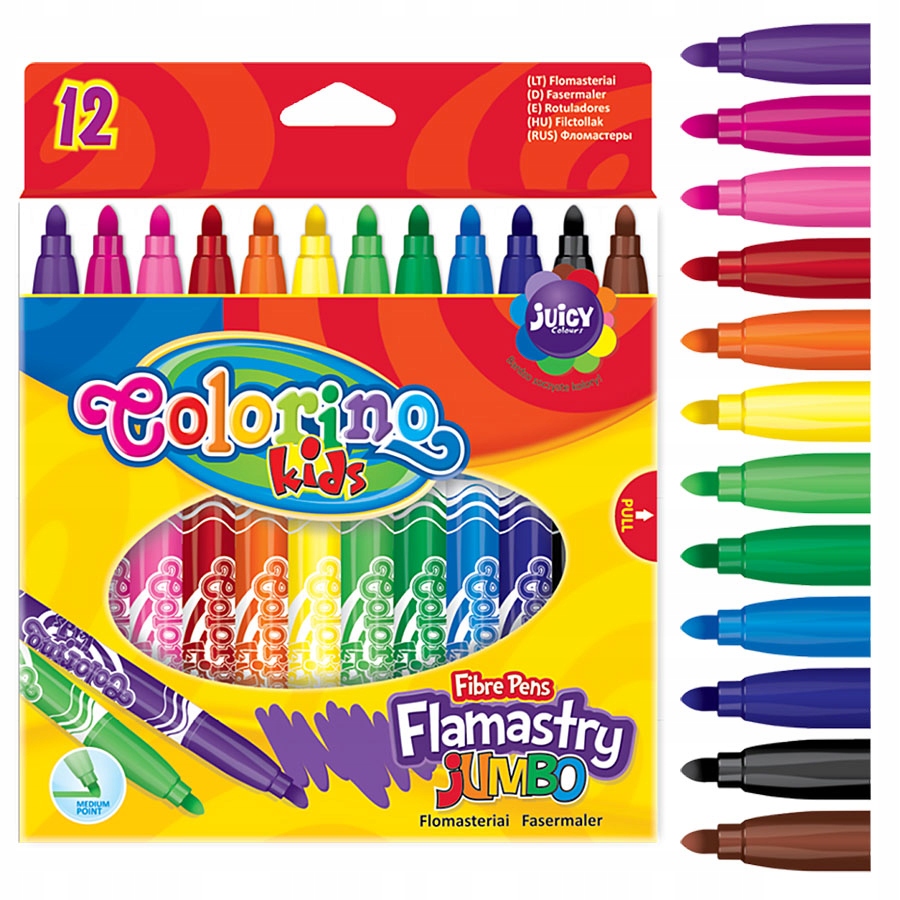 COLORINO FLAMASTRY SZKOLNE GRUBE 12 KOLORÓW JUMBO