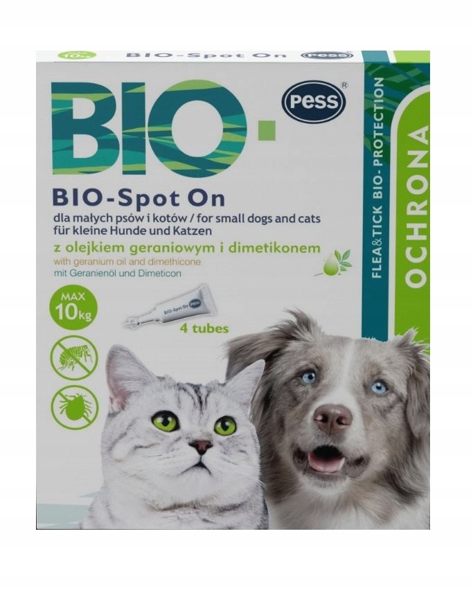 

Pess Bio Spot On Krople Psa 10kg Pchły Kleszcze x4