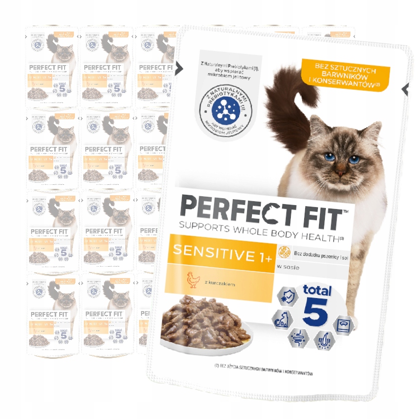 Levně Perfect Fit Sensitive 1+ 24x85g Mokré Krmivo Pro Kočky S Kuřecím Masem V Omáčce