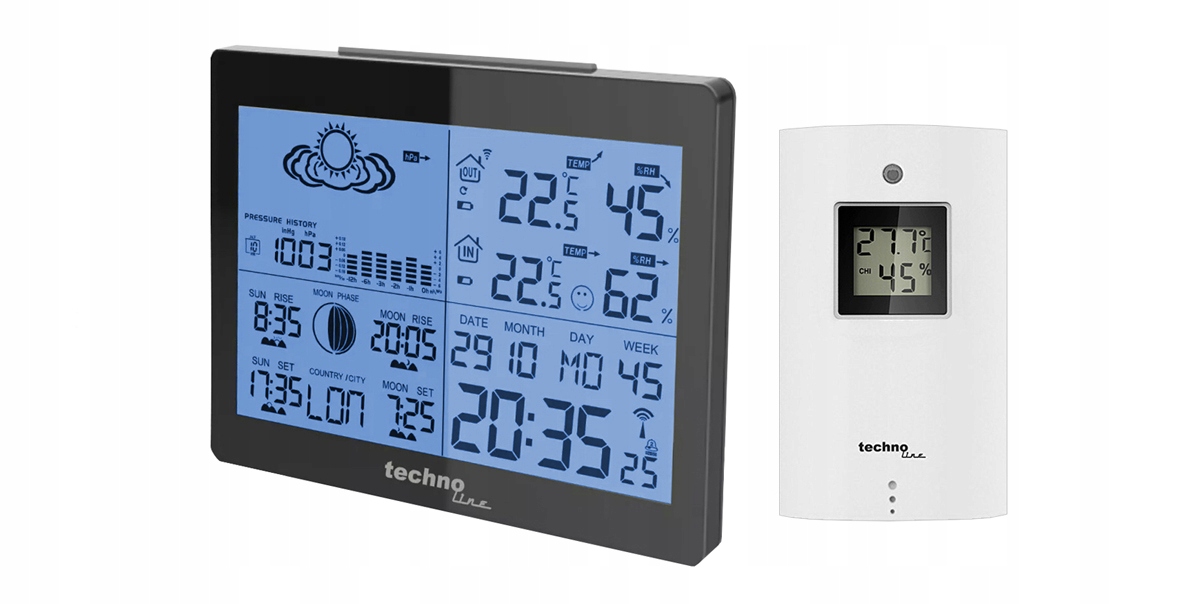STACJA POGODY Technoline WS6760 CIŚNIENIE BUDZIK Zasilanie bateryjne