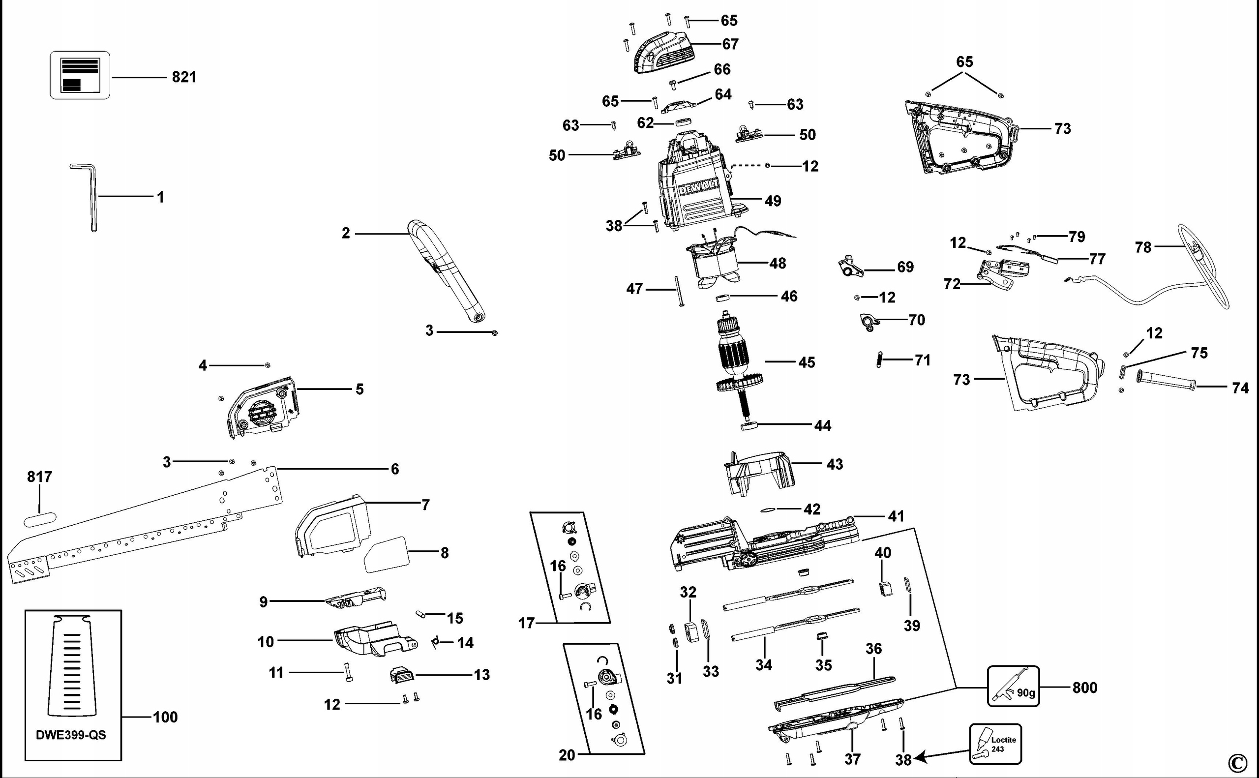 DEWALT N077123 PANEWKA DO DWE397 Rodzaj blokada