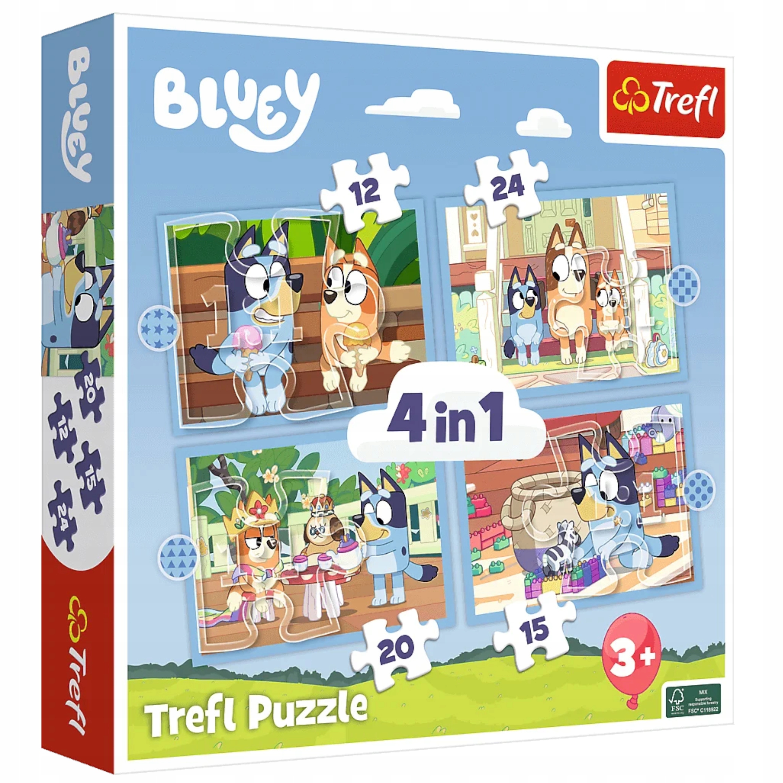 PUZZLE 4W1 BLUEY I JEGO ŚWIAT 34637