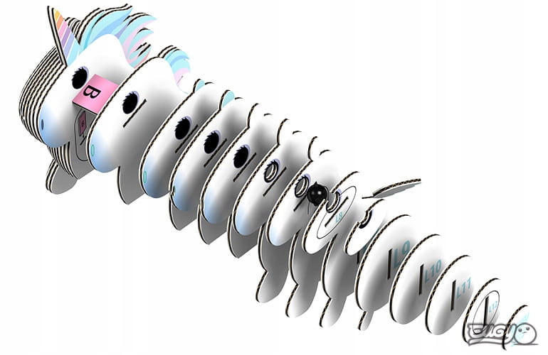 Zrób to Sam Niebieski Jednorożec Puzzle 3D Eko Edu Rodzaj 3D