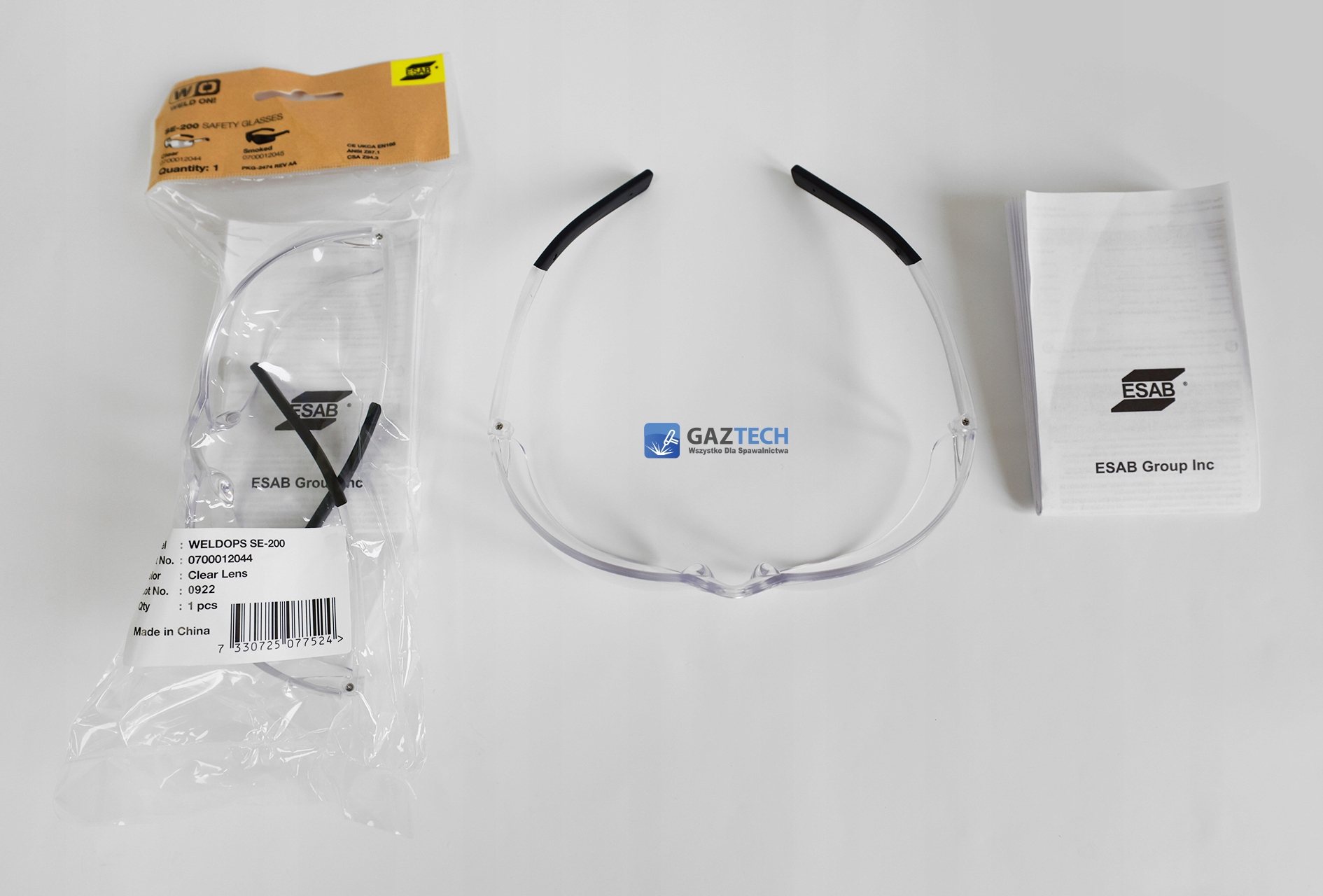 ESAB OKULARY OCHRONNE WELDOPS SE-200 BEZBARWNE Model WELDOPS SE200