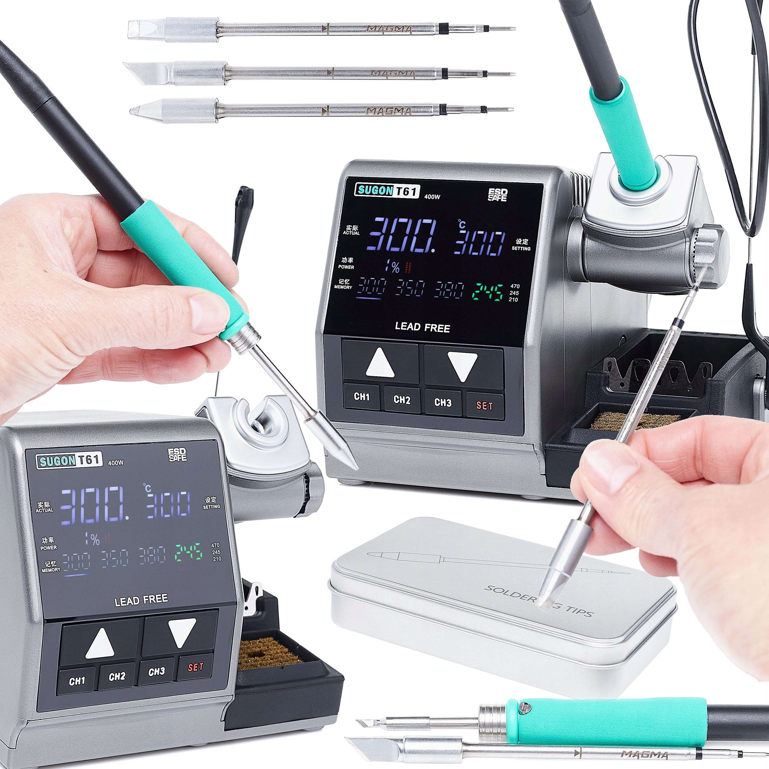 Výkonná Pájecí Stanice Sugon T61 400W 3 Hroty C470 Servis Elektroniky Gsm