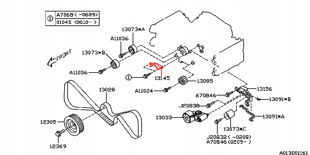 OGRANICZNIK PROWADNICA PASKA ROZRZĄDU SUBARU LEGACY FORESTER IMPREZA WRX Numer katalogowy części 13145AA021