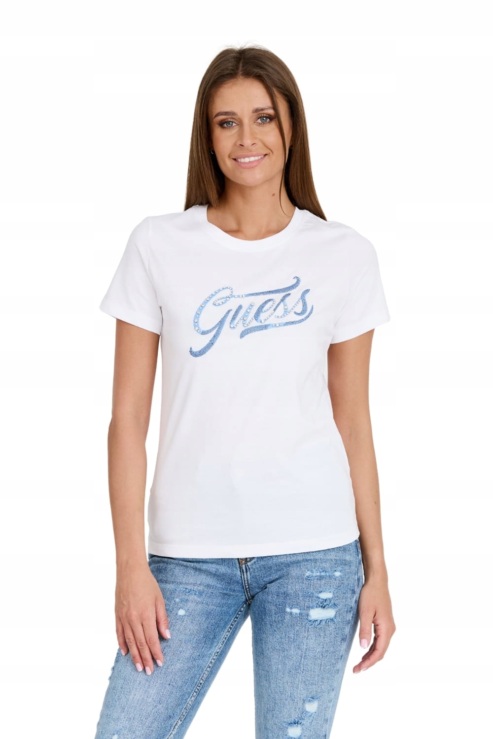Guess Bílé tričko Stones&embro Tee S