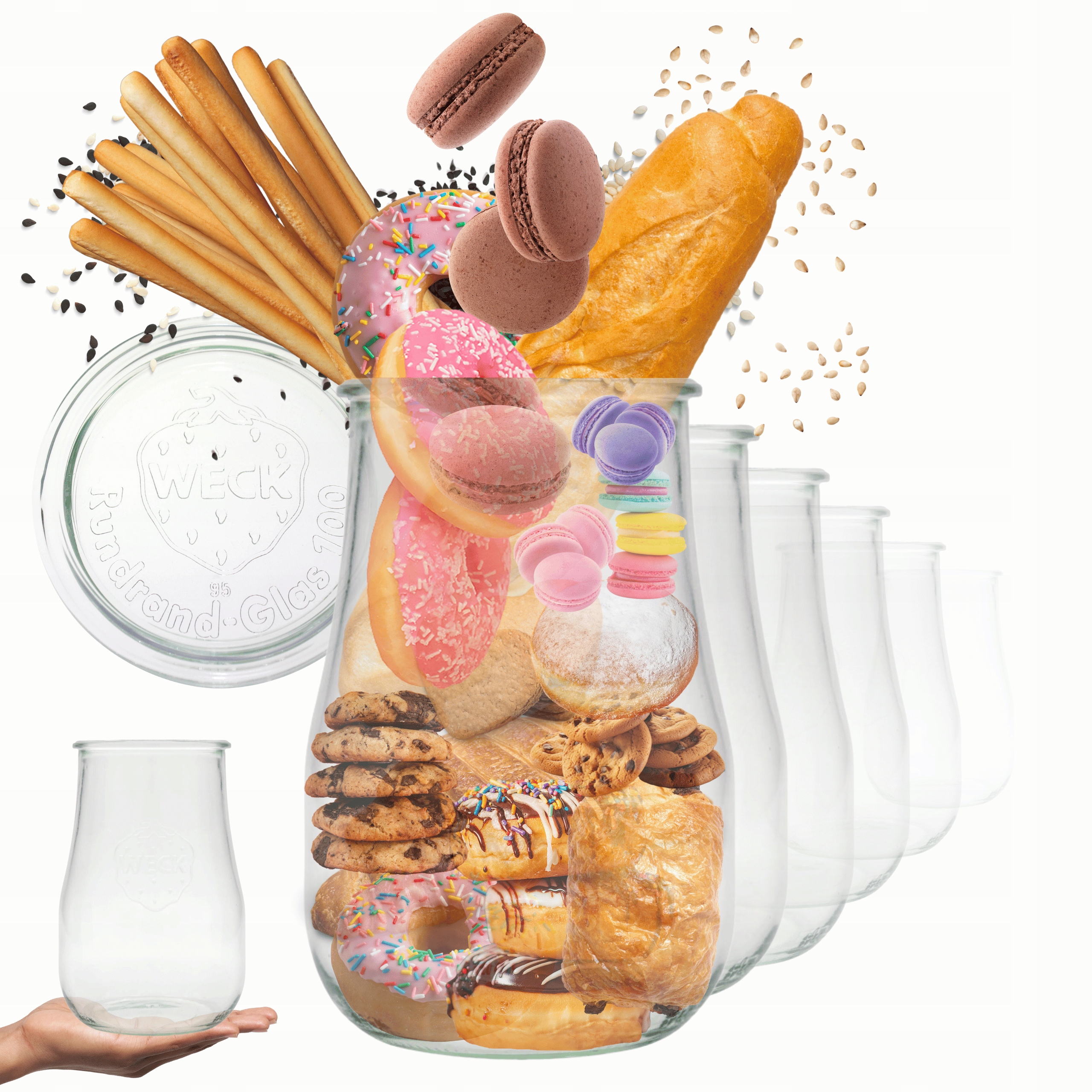 Poháre Weck 1,75 l poháre váza Tulip veko sklo 12ks fľaše poháre 1750 ml