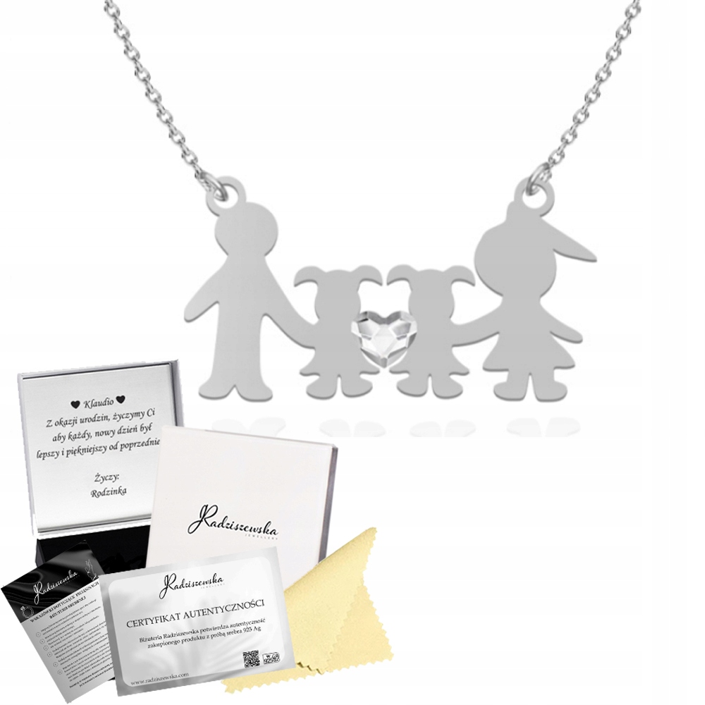 Stříbrný Náhrdelník S Rodinou Rodiče S Dcery Řetízek Dárek K Přání
