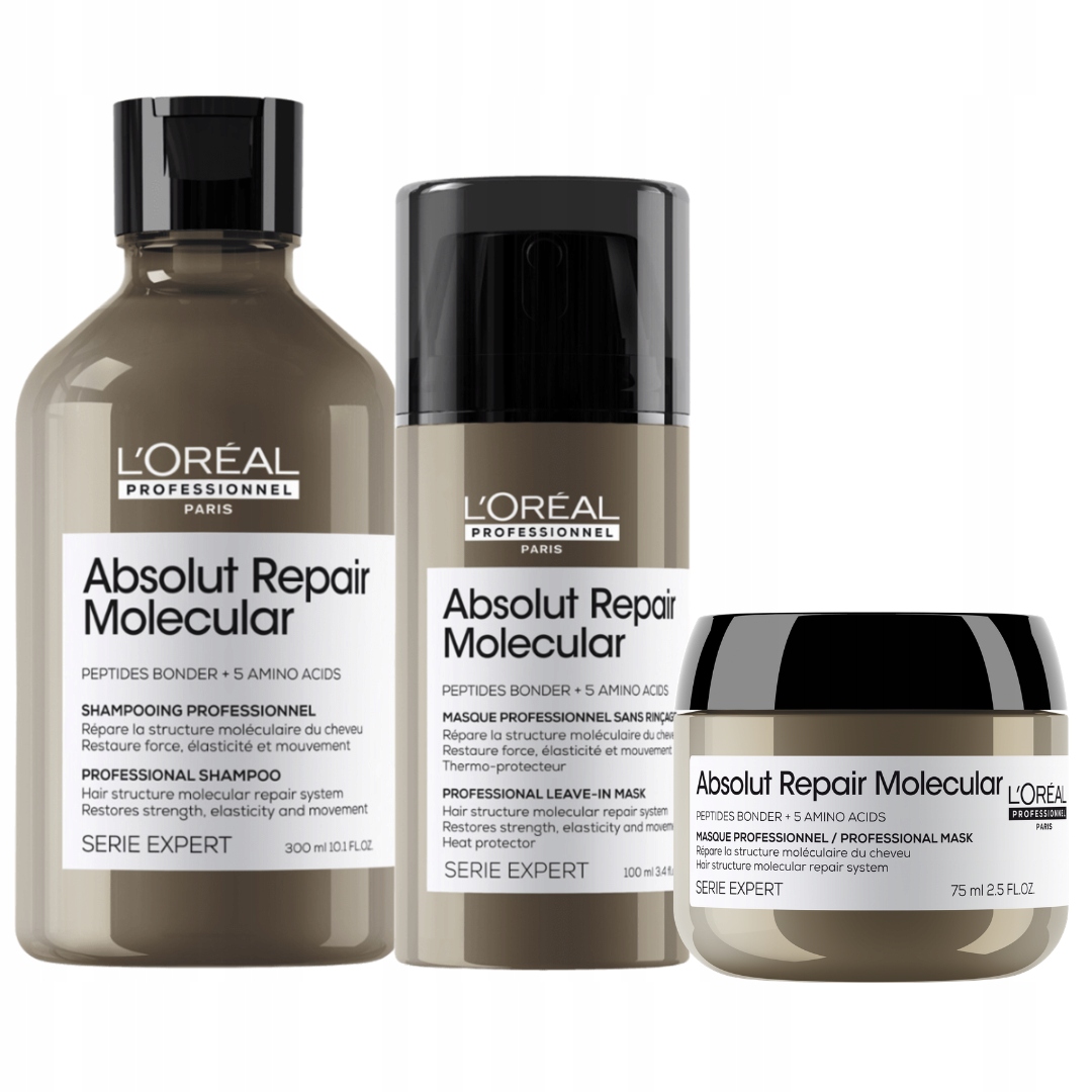 Loreal Absolut Repair Molecular zestaw odbudowa włosów szampon i maska