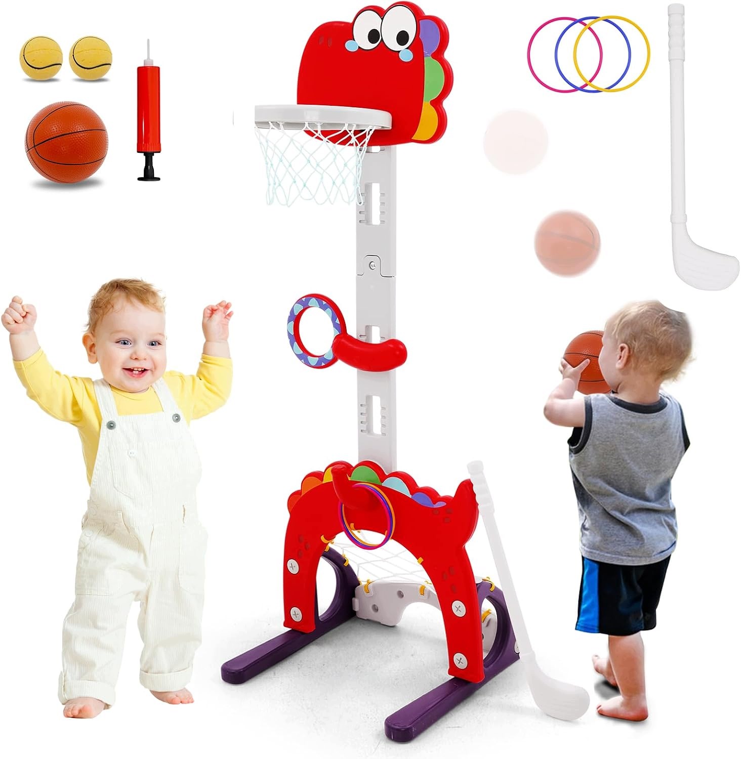Kosz do koszykówki dla dzieci 4w1 regulacja 100-120 cm przenośny
