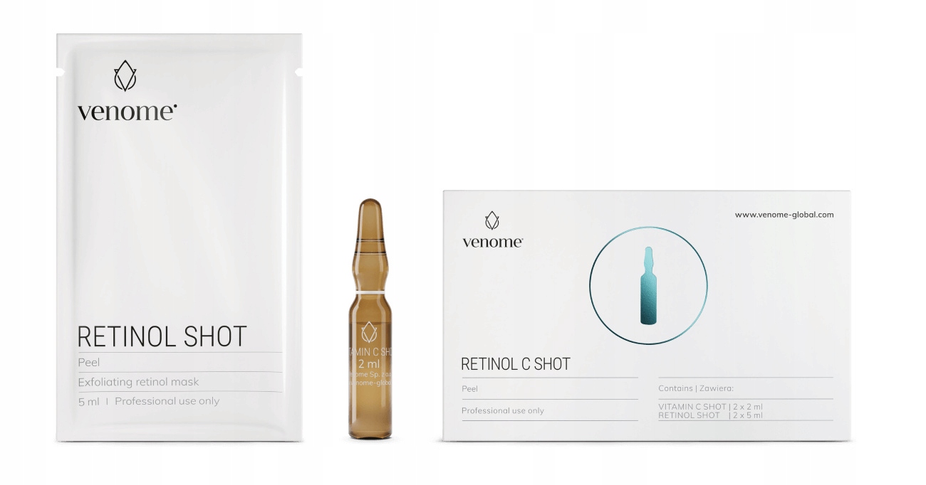 Venome Retinol C Shot exfoliační peeling s retinolem vitamín C 2 ošetření