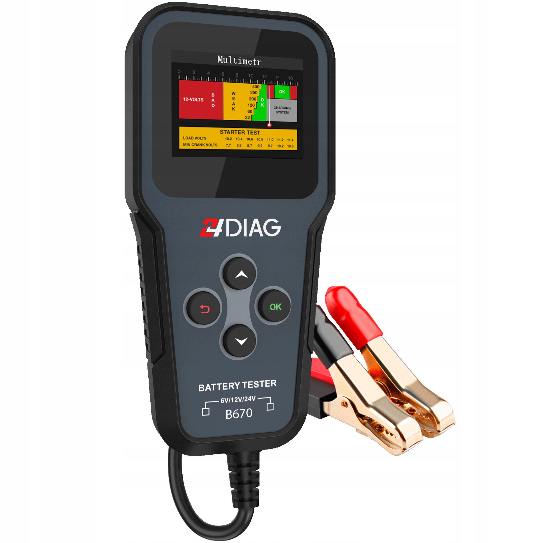 TESTER DO AKUMULATOROW BATERII 6V 12V 24V 2 220AH Mark 24Diag