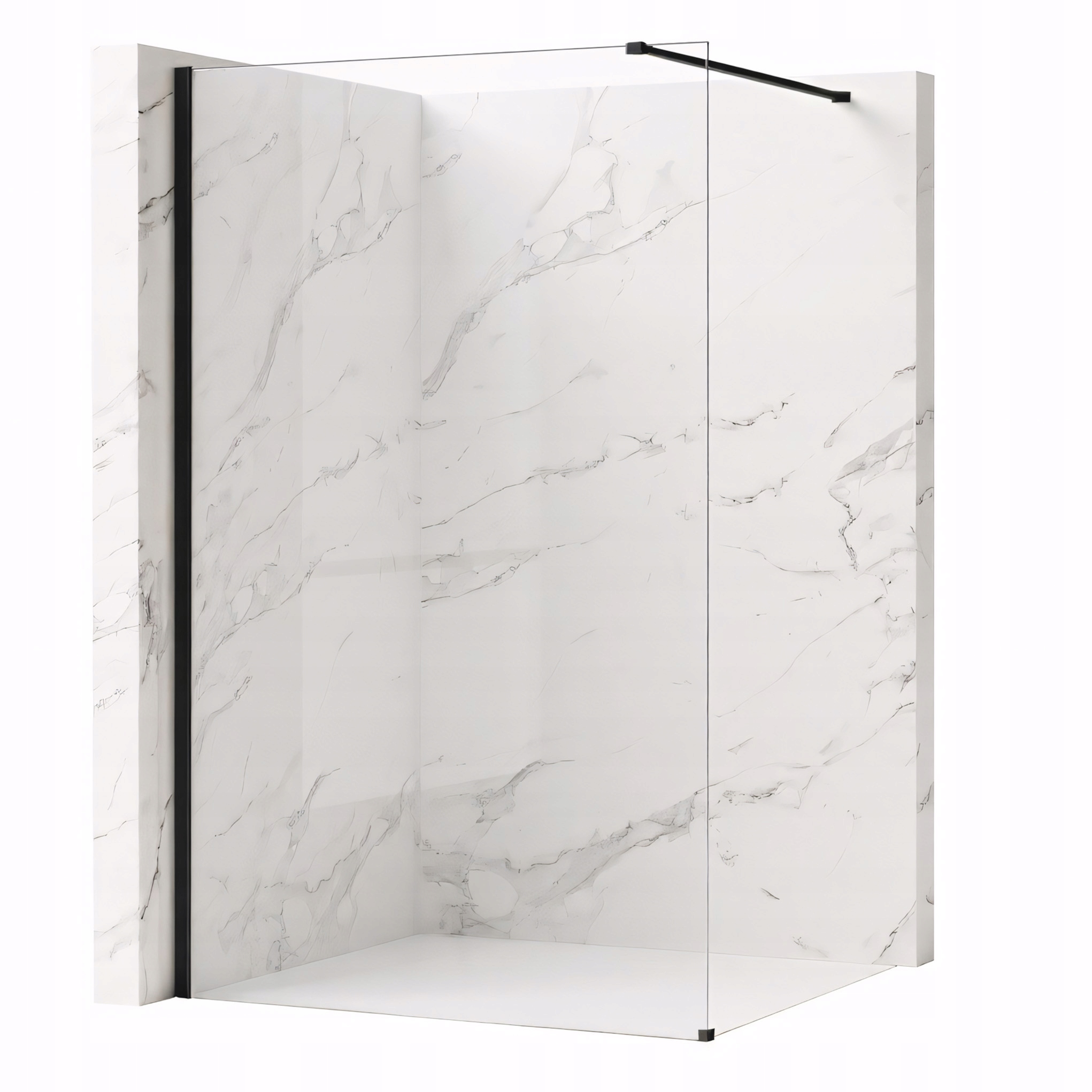 Ścianka Prysznicowa Transparent Walk In Black Rama Czarna Flexi 110