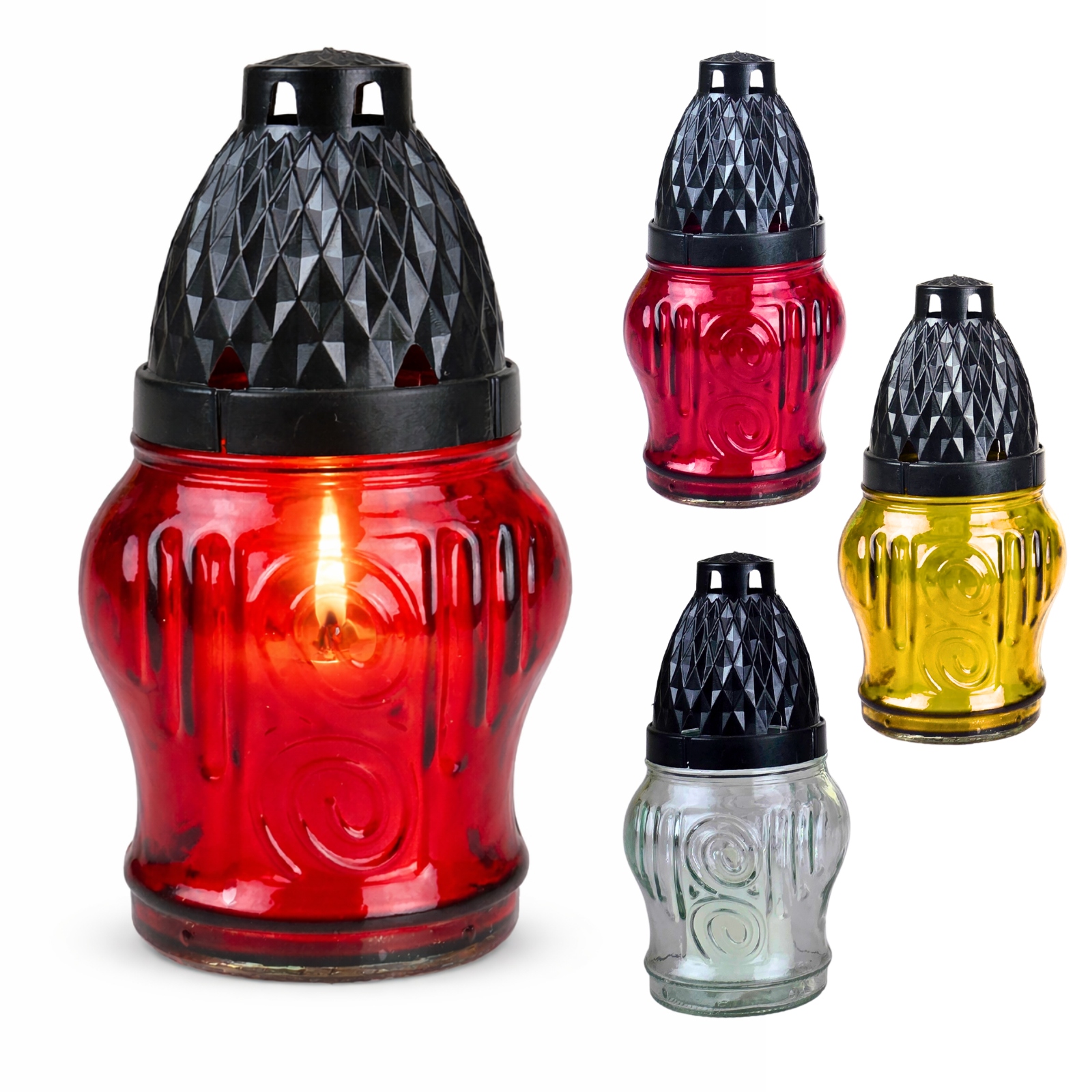 11x ZNICZ SZKLANY LAMPION LA11K WYSOKOŚĆ 14cm, WKŁAD 30g CZAS PALENIA 9h