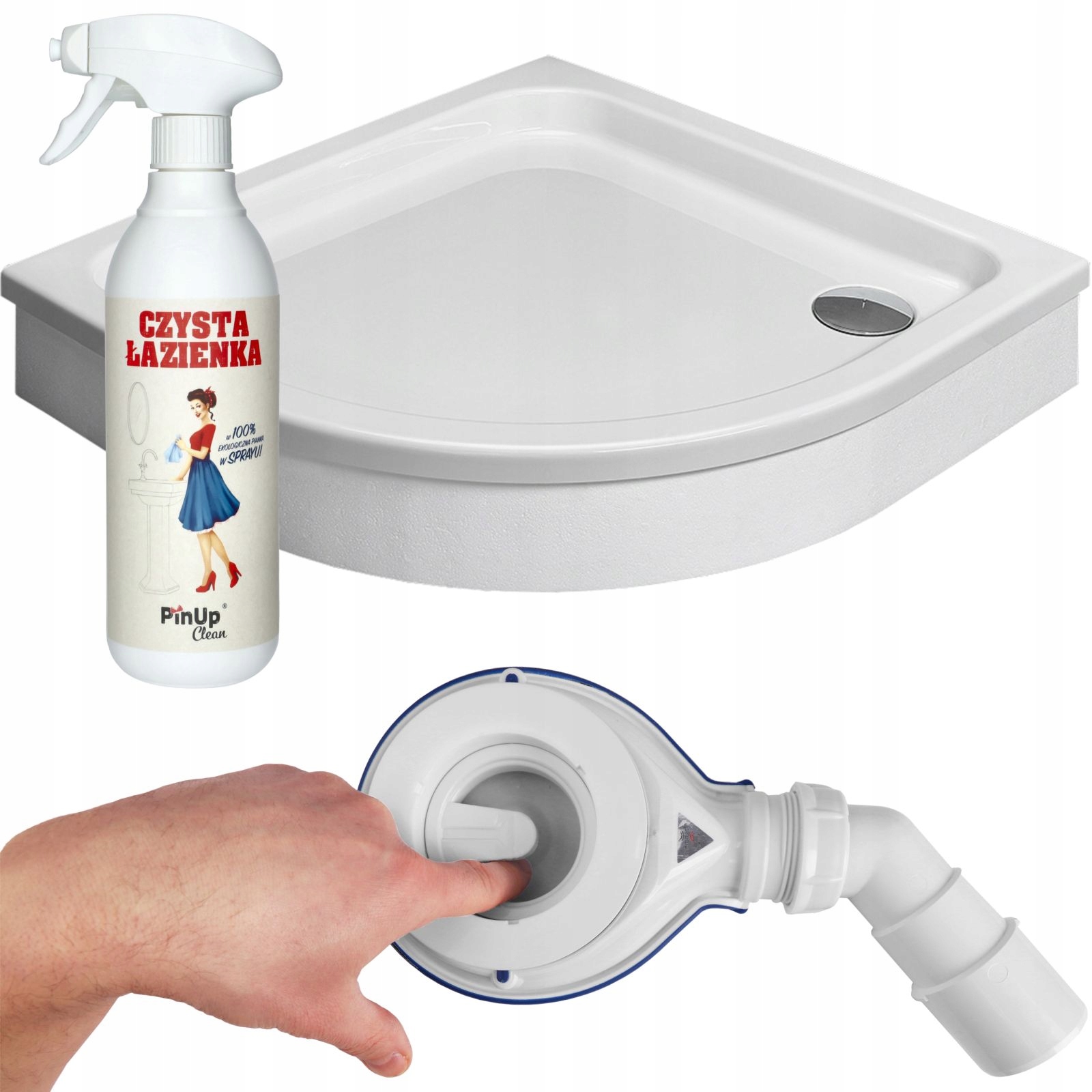 Brodzik 80x80 prysznicowy antybakteryjny akrylowy półokrągły syfon Premium