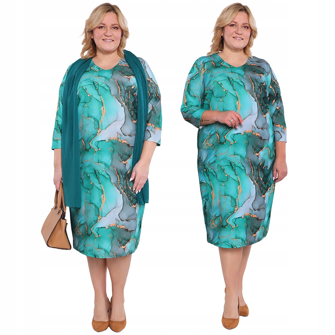 Zelená šaty s mramorovým vzorem, velikost 46