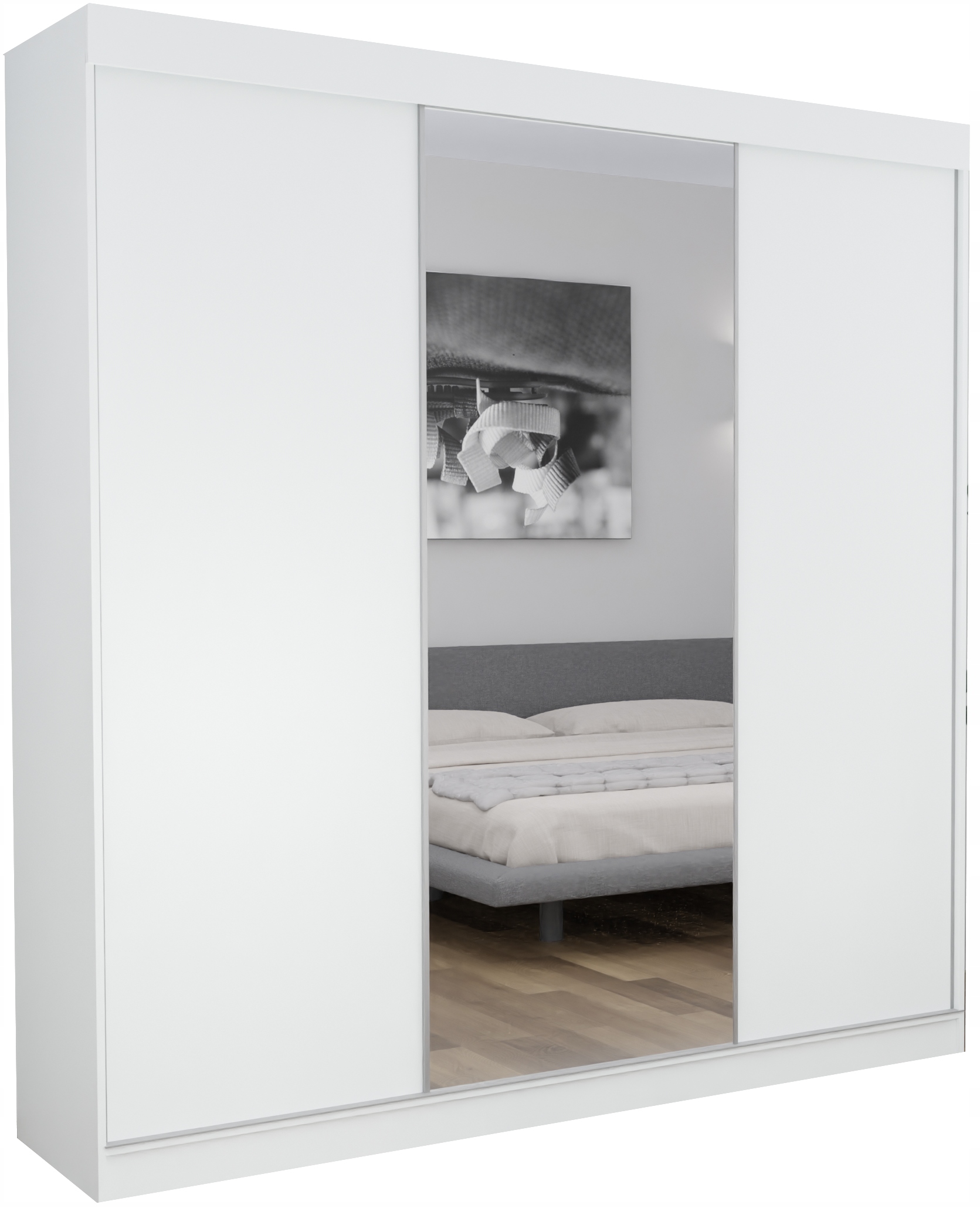 

Szafa 3D Orlando 150 CM Biała Lustro+boki Płyta