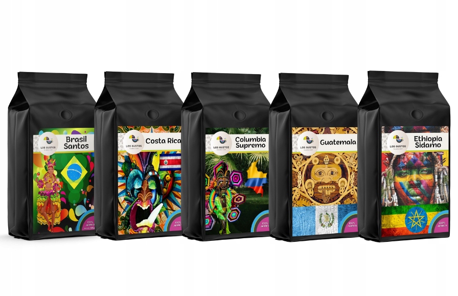 Levně Káva zrnková Sada 5x250g 100% Arabica Čerstvě Pražená Los Gustos