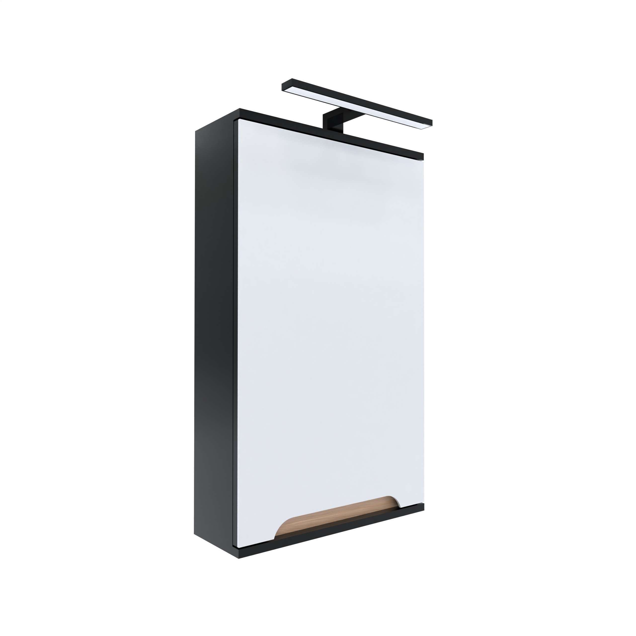 Skriňa so zrkadlom čierna 45x16x75 čierna/dub Led Omeble
