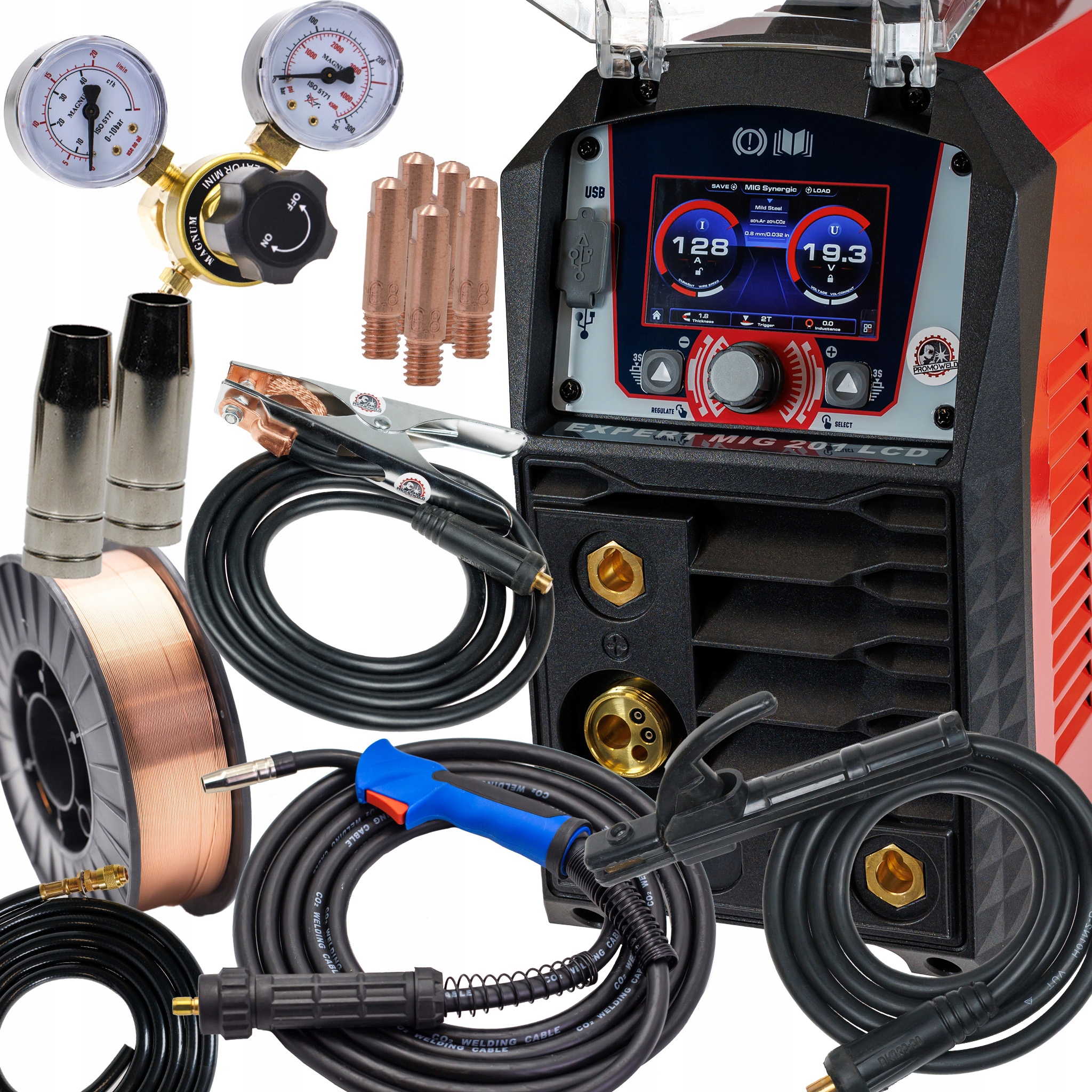 Ideal Expert 201 LCD Mig/mag/mma/tig Synergia Lutospawanie, Reduktor Drut