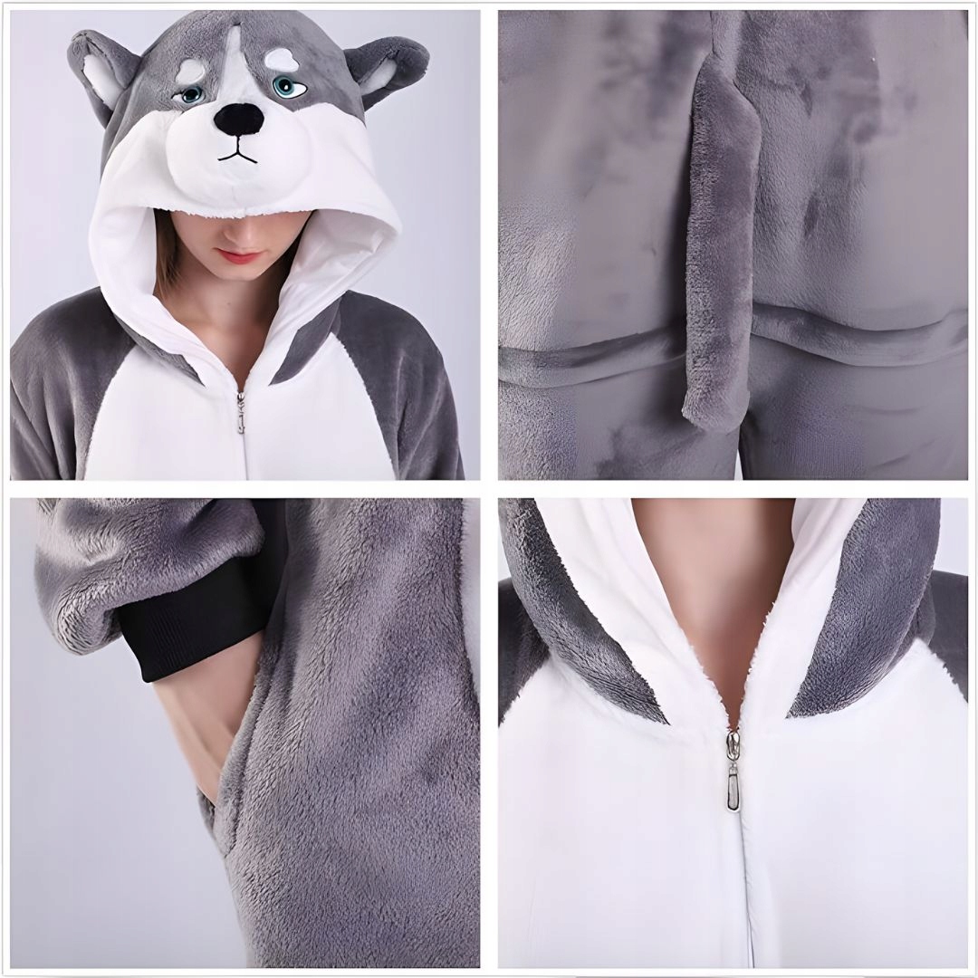 Piżama Onesie Kigurumi Kostium Przebranie Szary Husky XL: 175 - 185cm Marka Inna marka