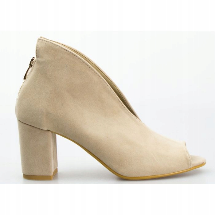 Béžové Kotníkové Boty Na Podpatku S Odhalenými Prsty Optimo 39
