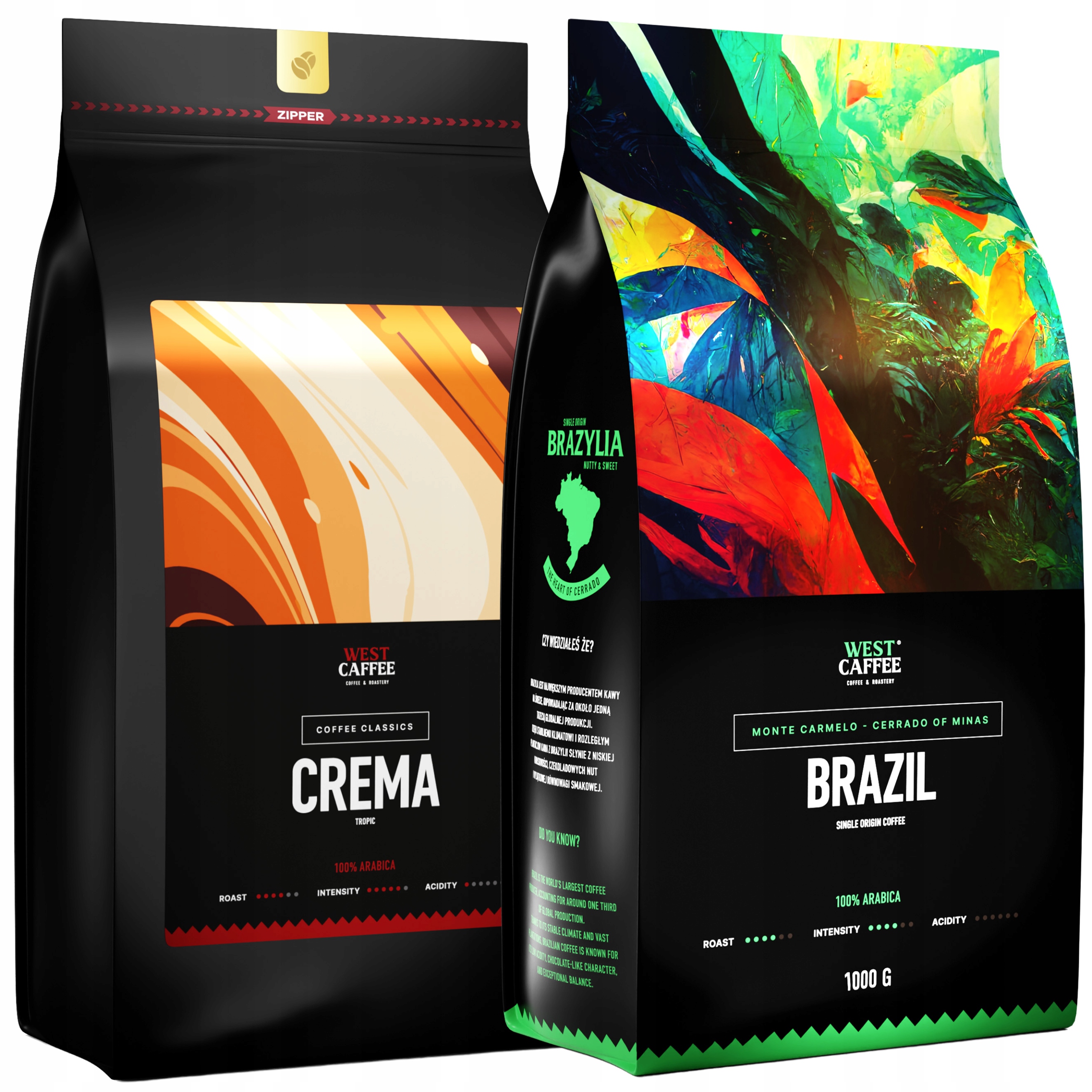 Káva Zrnková Crema Brazílie Sada 2KG 100% Arabica Čerstvě Pražená