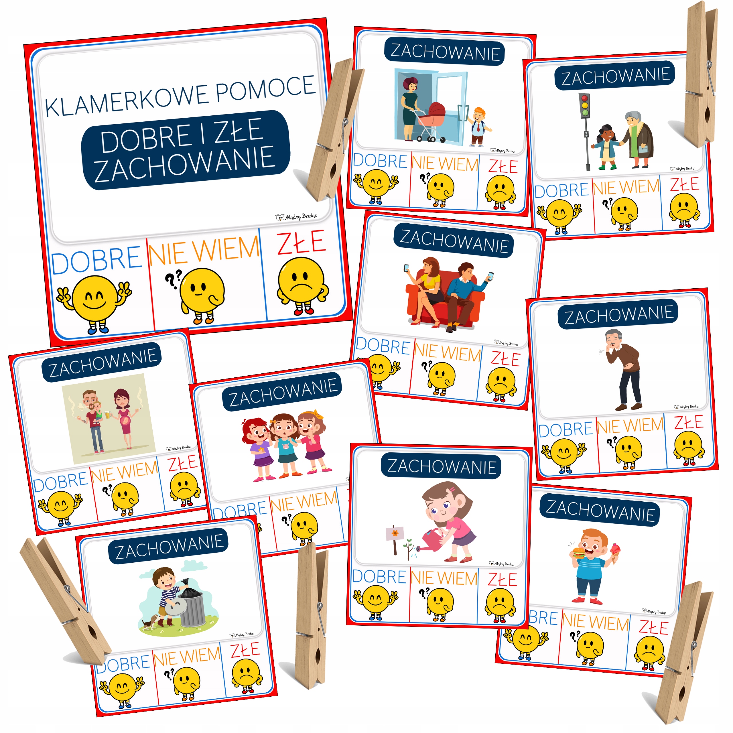 Klamerkowe pomoce - DOBRE i ZŁE zachowanie - 60 kart