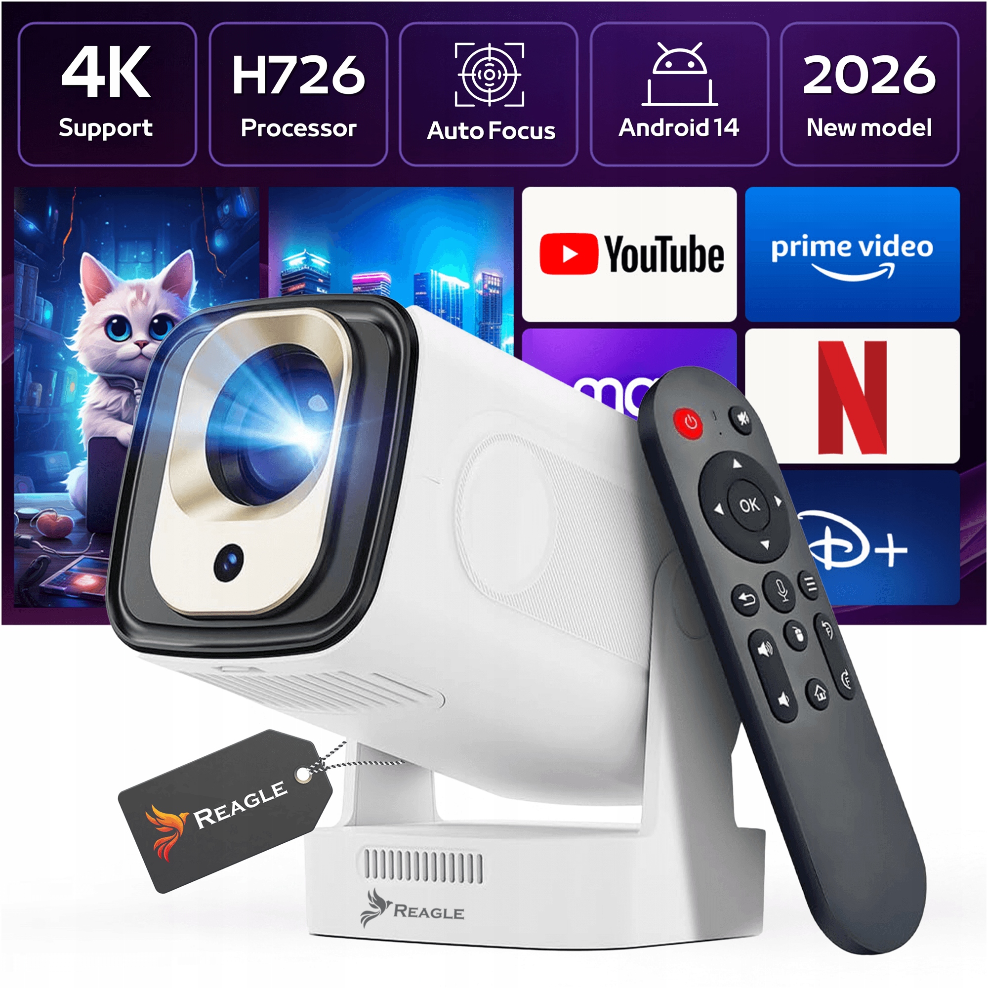 Projektor Mini Led Projektor Android 14 Přenosný 4K Smart Tv Wifi Model 2026