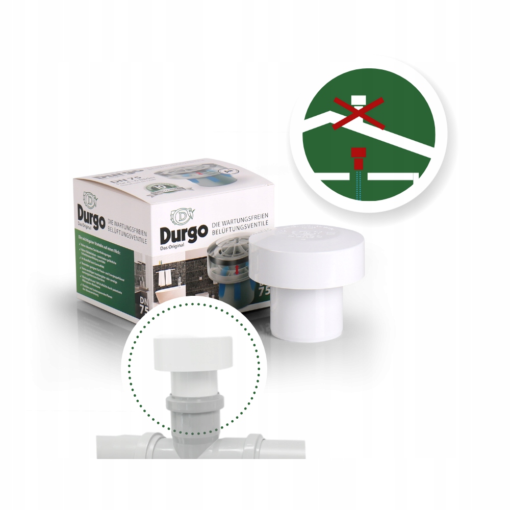 Prevzdušňovací ventil Durgo DN75, prevzdušňovač kanalizácie, odsávačka