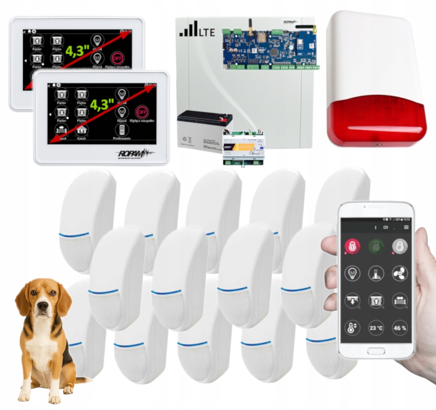 Zestaw Alarmowy Ropam NeoLTE-IP-64 14 Czujek Bingo Plus Pet Lte Wifi App