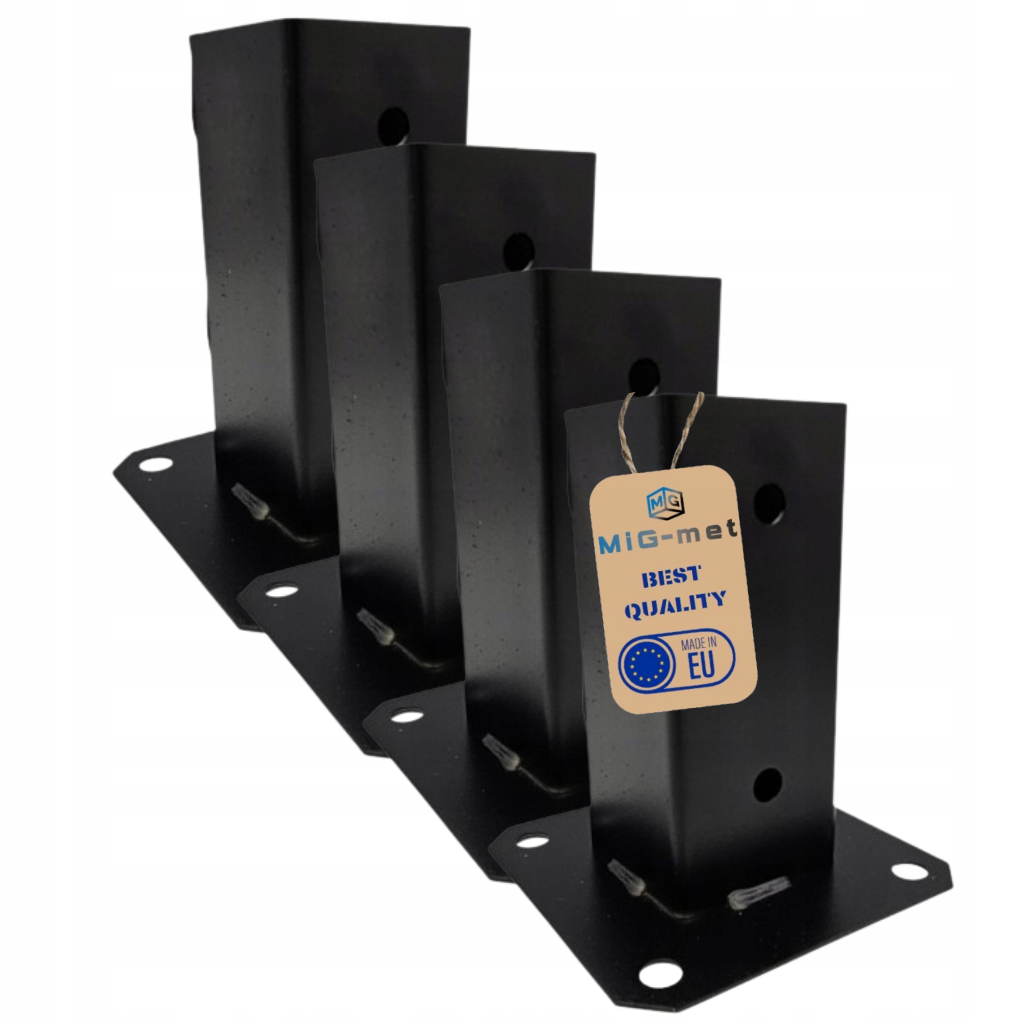 4x Podstawa Słupa 60x60mm Czarna Przykręcana Do Betonu Wspornik Kotwa Mocna
