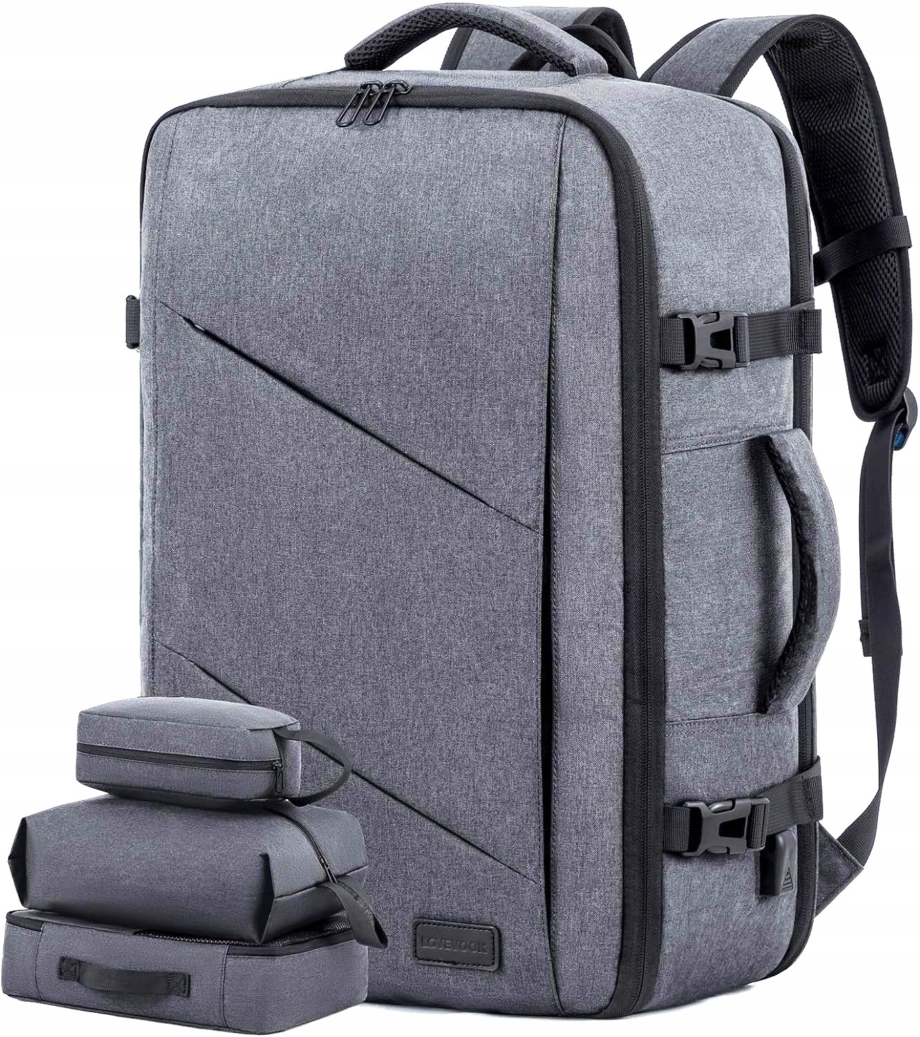 Plecak Podróżny Bagaż Podręczny Na Laptopa 17'' Lovevook Jasno Szary