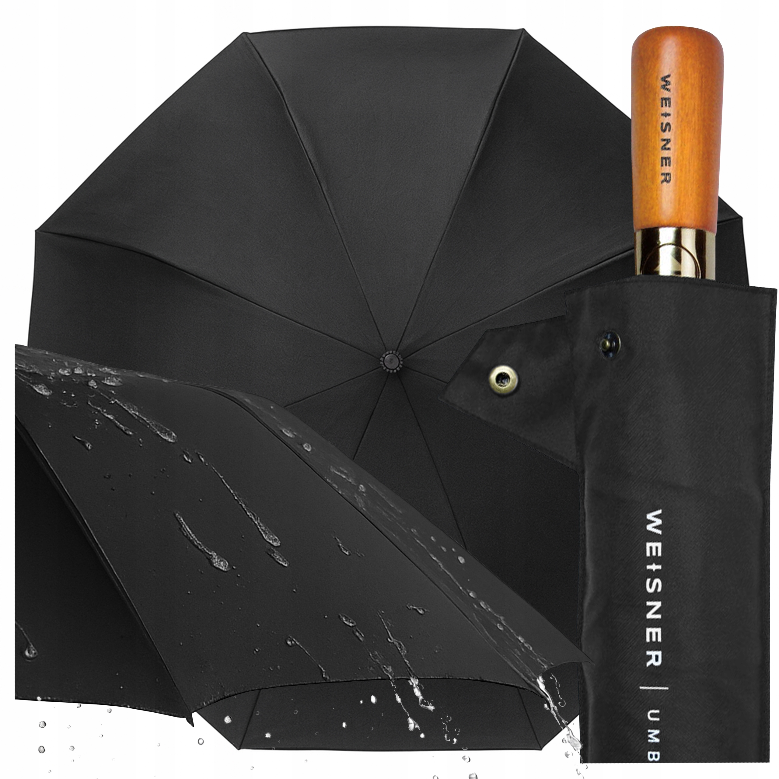 WEISNER | PARASOLKA PARASOL DAMSKA MESKI SKLADANA PRZECIWDESZCZOWY AUTOMAT