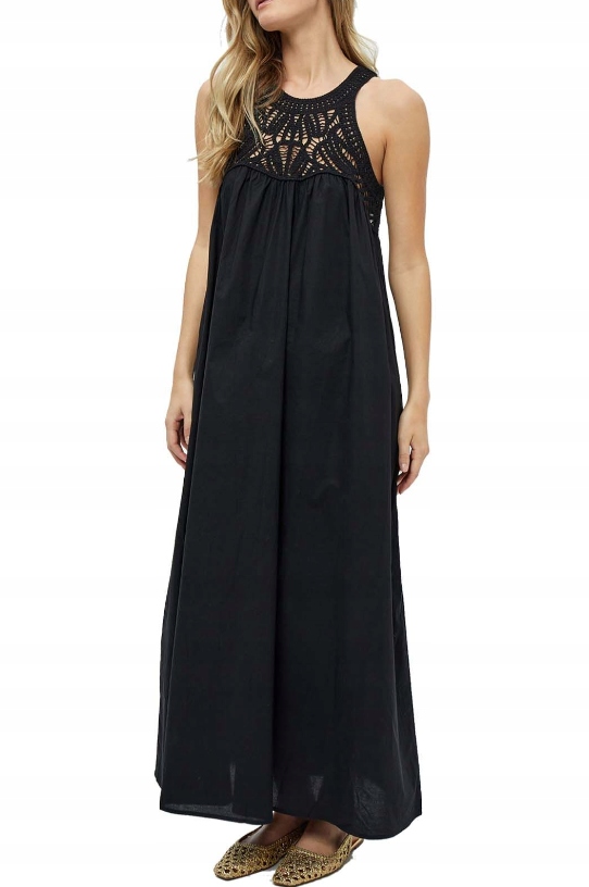 Peppercorn Černé Šaty S Ažurovým Výstřihem Bavlna XL 6FA